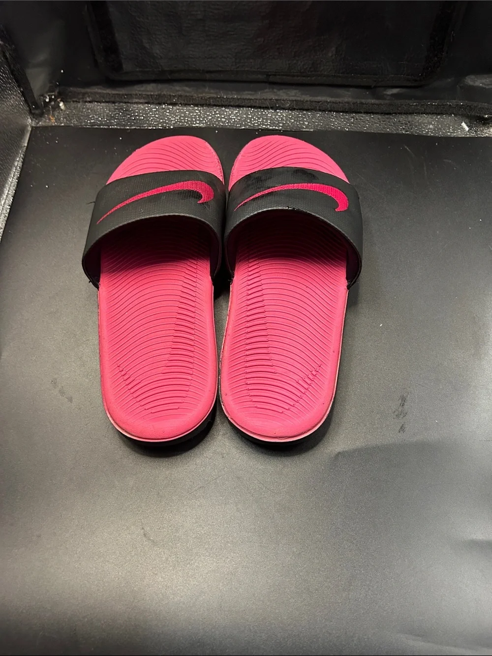 Nike Black Strap Pink Footbed Slide Sandals